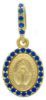 Immagine di Madonna Miracolosa con corona e punti luce Medaglia Sacra Pendente ovale Conio gr 1,5 Oro giallo 18kt con Zirconi blu e Madreperla da Donna