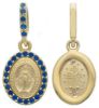 Immagine di Madonna Miracolosa con corona e punti luce Medaglia Sacra Pendente ovale Conio gr 1,5 Oro giallo 18kt con Zirconi blu e Madreperla da Donna