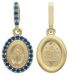 Picture of Miracolous Madonna Our Lady of Graces with crown Coining Sacred Oval Medal Pendant gr 1,5 Yellow Gold 18k blue Zircons Mother of Pearl