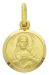 Imagen de Sagrado Corazón de Jesús y Nuestra Señora Virgen del Carmen Medalla Sagrada escapular Colgante redonda Acuñación gr 1,8 Oro amarillo 18kt con borde liso