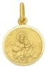 Picture of Sacred Heart of Jesus and and Our Lady of Mount Carmel Coining Sacred Scapular Medal Round Pendant gr 2,7 Yellow Gold 18k smooth edge Unisex Woman Man