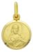 Immagine di Sacro Cuore di Gesù e Madonna del Carmine Medaglia Sacra Scapolare Pendente tonda Conio gr 2,7 Oro giallo 18kt con bordo liscio Unisex Donna Uomo