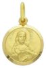 Imagen de Sagrado Corazón de Jesús y Nuestra Señora Virgen del Carmen Medalla Sagrada escapular Colgante redonda Acuñación gr 3,5 Oro amarillo 18kt con borde liso