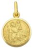 Immagine di San Cristoforo con bambino e bastone Medaglia Sacra Pendente tonda Conio gr 2,5 Oro giallo 18kt con bordo liscio da Uomo