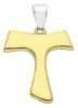 Picture of Saint Francis Tau Cross Pendant gr 1,6 Bicolour yellow white Gold 18k Hollow Tube Unisex Woman Man