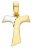 Picture of Saint Francis Tau Cross modern style Pendant gr 1,75 Bicolour yellow white solid Gold 18k Unisex Woman Man