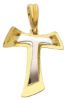 Picture of Saint Francis perforated double Tau Cross Pendant gr 1 Bicolour yellow white Gold 18k relief printed plate Unisex Woman Man