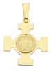 Imagen de Cruz cuadrada con Medalla de San Benito en la Roca Colgante gr 3,5 Oro amarillo macizo 18kt Unisex Mujer Hombre