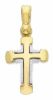 Picture of Modern Cross Pendant gr 2 Bicolour yellow white solid Gold 18k Unisex Woman Man