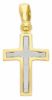 Picture of Double Cross modern style Pendant gr 2 Bicolour yellow white solid Gold 18k Unisex Woman Man