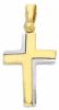 Picture of Modern Double Cross Pendant gr 2,7 Bicolour yellow white solid Gold 18k Unisex Woman Man