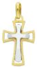 Picture of Double rounded Cross Pendant gr 2,8 Bicolour yellow white solid Gold 18k Unisex Woman Man