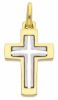 Picture of Latin triple Cross Pendant gr 3,6 Bicolour yellow white solid Gold 18k Unisex Woman Man