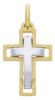 Picture of Double arch Cross Pendant gr 3 Bicolour yellow white solid Gold 18k for Man