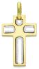 Picture of Straight Cross with inserts Pendant gr 4,9 Bicolour yellow white solid Gold 18k for Man