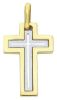 Picture of Latin triple Cross Pendant gr 5,4 Bicolour yellow white solid Gold 18k for Man