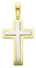 Picture of Double Straight Cross Pendant gr 10,7 Bicolour yellow white solid Gold 18k Unisex Woman Man