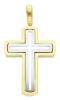 Picture of Rounded triple Cross Pendant gr 18,5 Bicolour yellow white solid Gold 18k Unisex Woman Man