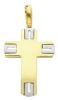 Picture of Modern Rounded Cross with inserts Pendant gr 17,5 Bicolour yellow white solid Gold 18k Unisex Woman Man