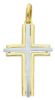 Picture of Double arch perforated Cross Pendant gr 1,6 Bicolour yellow white solid Gold 18k Unisex Woman Man