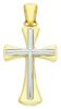 Picture of Double flared Cross Pendant gr 3,5 Bicolour yellow white solid Gold 18k Unisex Woman Man