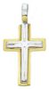 Picture of Perforated Double Cross Pendant gr 3,1 Bicolour yellow white solid Gold 18k Unisex Woman Man