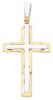 Picture of Perforated Double Cross modern style Pendant gr 3,5 Bicolour yellow white solid Gold 18k Unisex Woman Man