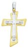 Picture of Perforated Double Cross Pendant gr 3,5 Bicolour yellow white solid Gold 18k Unisex Woman Man