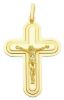 Picture of Rounded triple Cross with Body of Christ Pendant gr 10,8 Yellow solid Gold 18k Unisex Woman Man