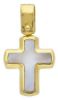 Picture of Cross Fashion Pendant gr 0,9 Yellow Gold 18k with White Mother of Pearl Unisex Woman Man