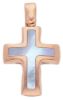 Picture of Cross Fashion Pendant gr 1,7 Rose Gold 18k with white Mother of Pearl Unisex Woman Man