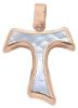 Picture of Saint Francis Tau Cross Pendant gr 1,8 Rose Gold 18k with white Mother of Pearl Hollow Tube Unisex Woman Man