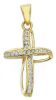 Picture of Twisted Cross with Light Spots Pendant gr 1,25 Yellow Gold 18k with Zircons for Woman