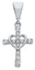 Picture of Flared Cross with Light Spots and Cuore Pendant gr 0,85 White Gold 18k with Zircons for Woman