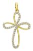 Picture of Flower Cross with Light Spots Pendant gr 2,3 Yellow Gold 18k with Zircons for Woman