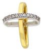 Picture of Cross with slanted ring arms and Light Spots Pendant gr 1,15 Bicolour yellow white Gold 18k with Zircons for Woman