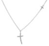 Picture of Crew-neck Necklace with large and small Cross with Light Spots gr 2,6 White Gold 18k with Zircons for Woman