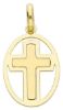 Picture of Perforated Double Cross Oval Pendant gr 1 Yellow Gold 18k Hollow Tube Unisex Woman Man