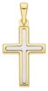 Picture of Double Straight Cross Pendant gr 1,25 Bicolour yellow white Gold 18k relief printed plate Unisex Woman Man