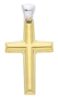 Picture of Convex Straight Cross Pendant gr 2,2 Bicolour yellow white Gold 18k Hollow Tube for Man