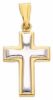 Picture of Modern Double Cross Pendant gr 1,3 Bicolour yellow white Gold 18k Hollow Tube Unisex Woman Man