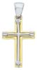 Picture of Double Cross modern style Pendant gr 1,8 Bicolour yellow white Gold 18k Hollow Tube Unisex Woman Man