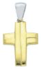 Picture of Decorated Convex Cross Pendant gr 1,25 Bicolour yellow white Gold 18k Hollow Tube Unisex Woman Man