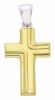 Picture of Striped Straight Cross Pendant gr 1,4 Bicolour yellow white Gold 18k Hollow Tube Unisex Woman Man