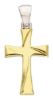 Picture of Decorated Double Cross Pendant gr 1,2 Bicolour yellow white Gold 18k Hollow Tube Unisex Woman Man