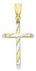 Picture of Decorated Straight Cross Pendant gr 0,9 Bicolour yellow white Gold 18k Hollow Tube Unisex Woman Man