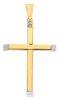 Picture of Straight Cross Pendant gr 1,4 Bicolour yellow white Gold 18k Hollow Tube Unisex Woman Man