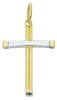 Picture of Modern Cross Pendant gr 1 Bicolour yellow white Gold 18k Hollow Tube Unisex Woman Man