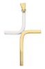 Picture of Modern Design stylized Cross Pendant gr 0,9 Bicolour yellow white Gold 18k Hollow Tube Unisex Woman Man