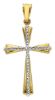 Picture of Tri-lobed double Cross Pendant gr 1,2 Bicolour yellow white Gold 18k Hollow Tube Unisex Woman Man